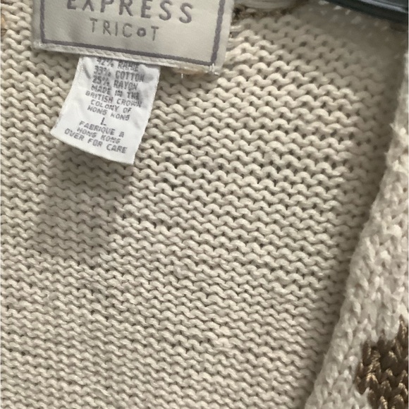 Express Tricot British Crown Woman’s Sweater Vest Ivory Beige Sz Large - Picture 3 of 13